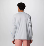 M’s PFG Terminal Tackle™ Long Sleeve Shirt -Cool Grey, Vivid Blue Logo