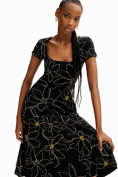W's Arty Foral Dress - Black