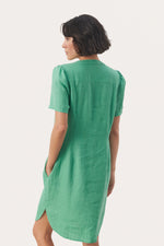 W's Aminase Linen Dress - Green Spruce