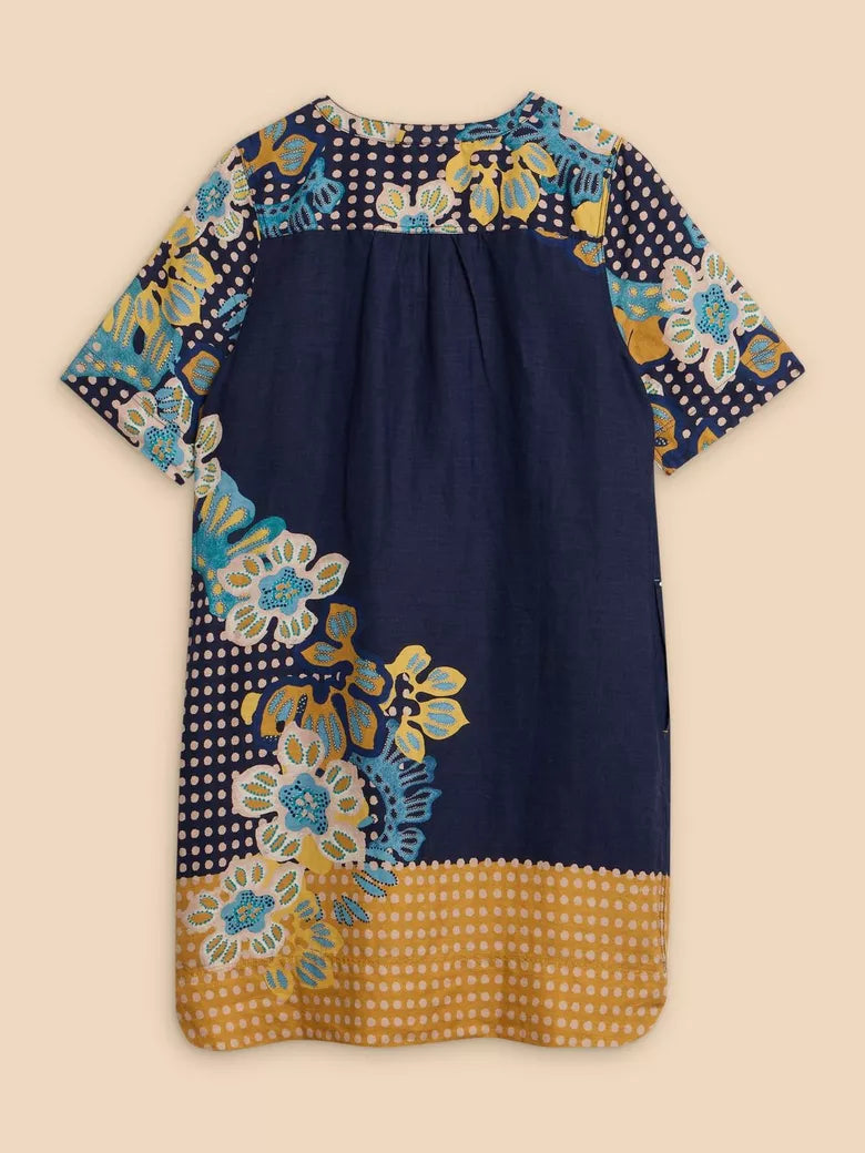 W's June Linen Shift Dress - Blue