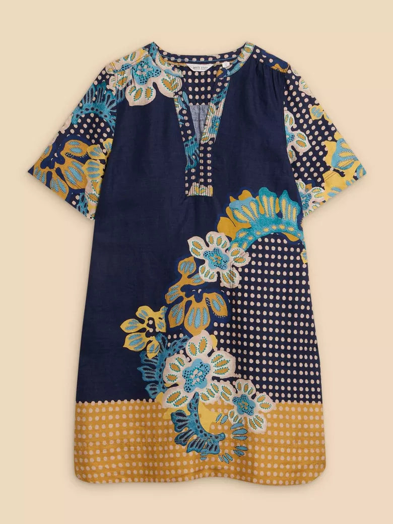 W's June Linen Shift Dress - Blue