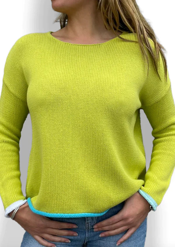 W's Chunky Cotton Essential Sweater - Celery