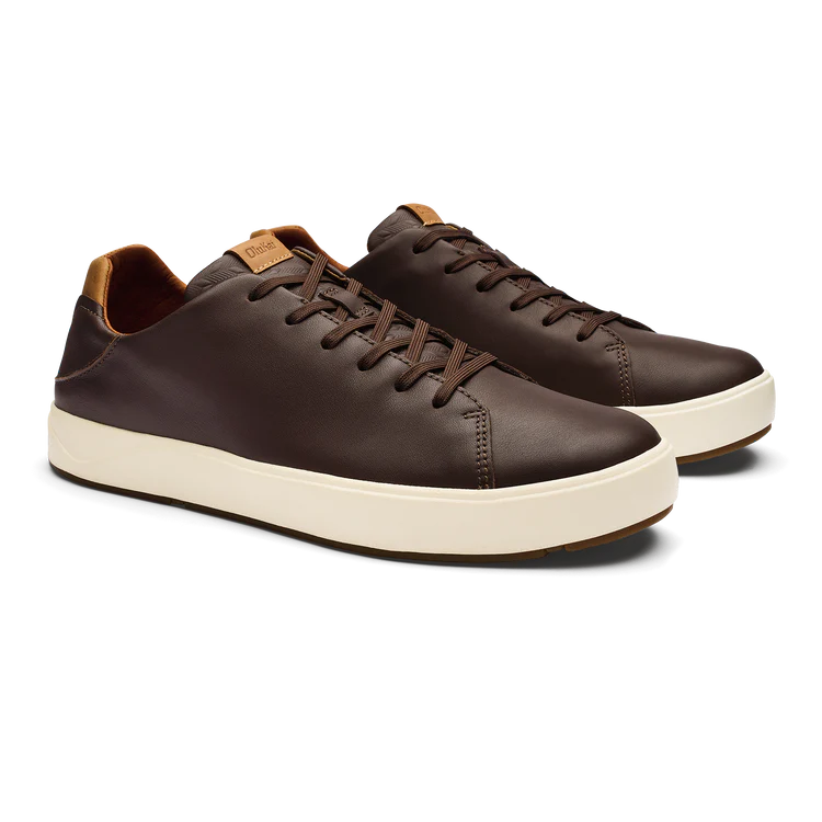 Olukai Men's Lae'ahi Lī 'Ili Leather Sneakers Dark Java Comfort