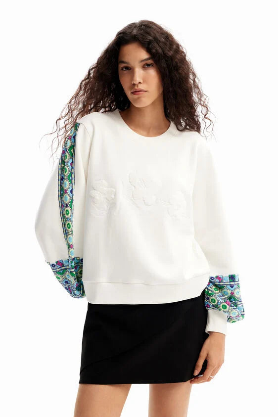 W's Embroidered Puff Sweatshirt - White