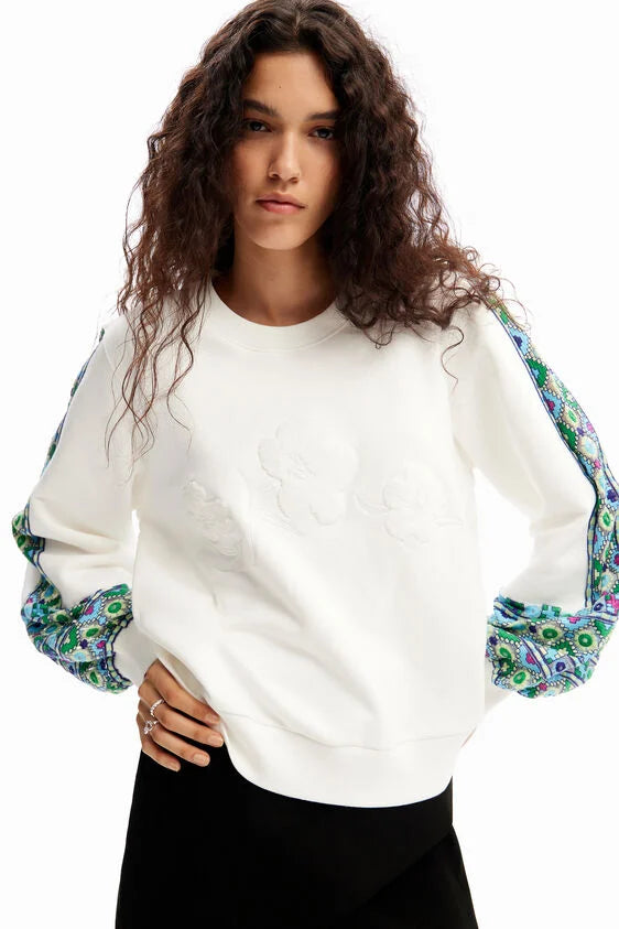 W's Embroidered Puff Sweatshirt - White
