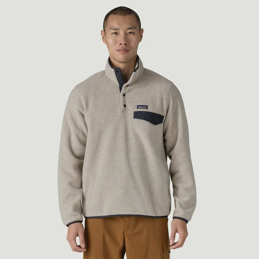 PATAGONIA Men's Lightweight Synch Snap-T Pullover - Oatmeal/New Navy