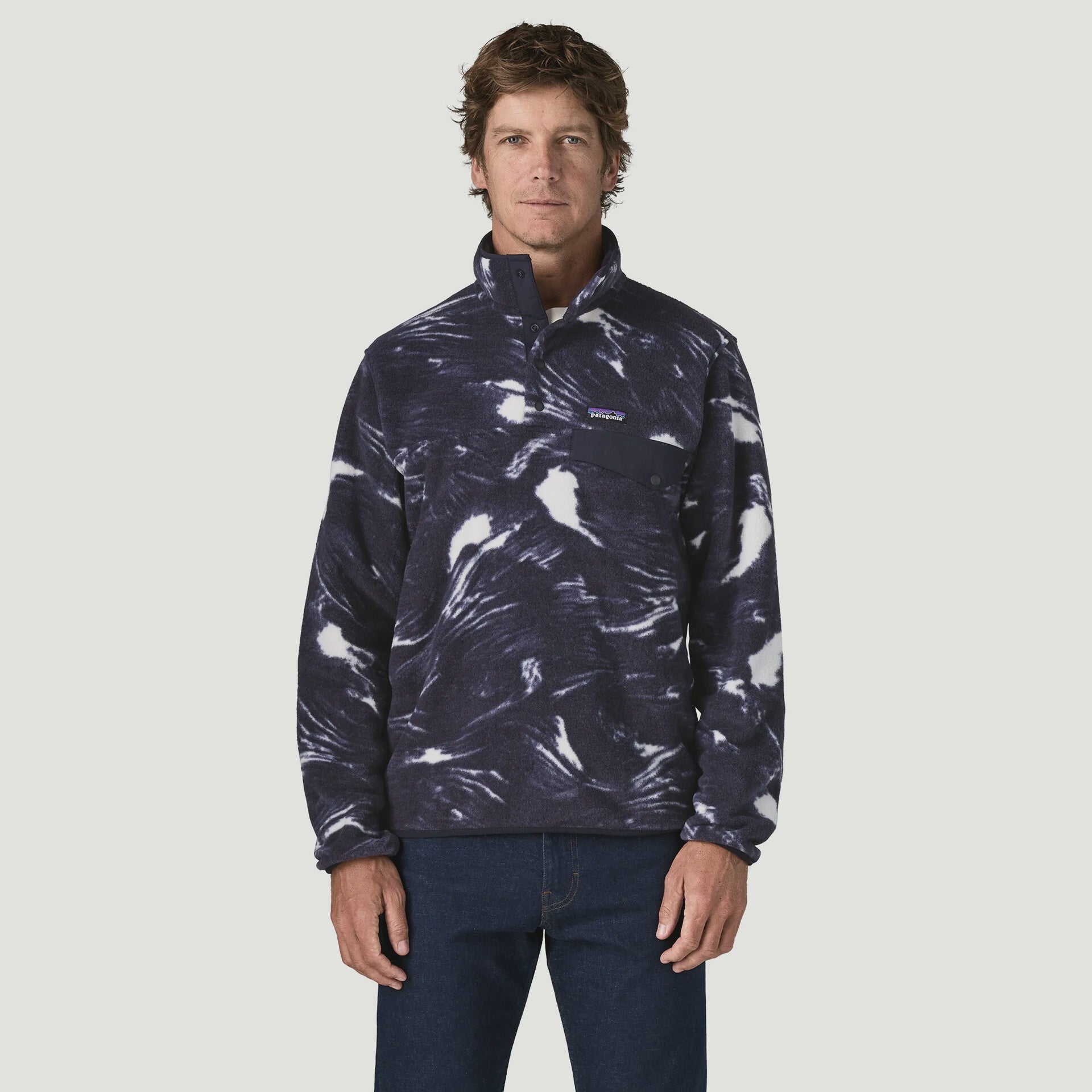 PATAGONIA Men's Lightweight Synch Snap-T Pullover - Polar Breeze/Sunken Blue