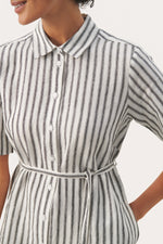 W's Emmalou Linen Dress - Black Stripe