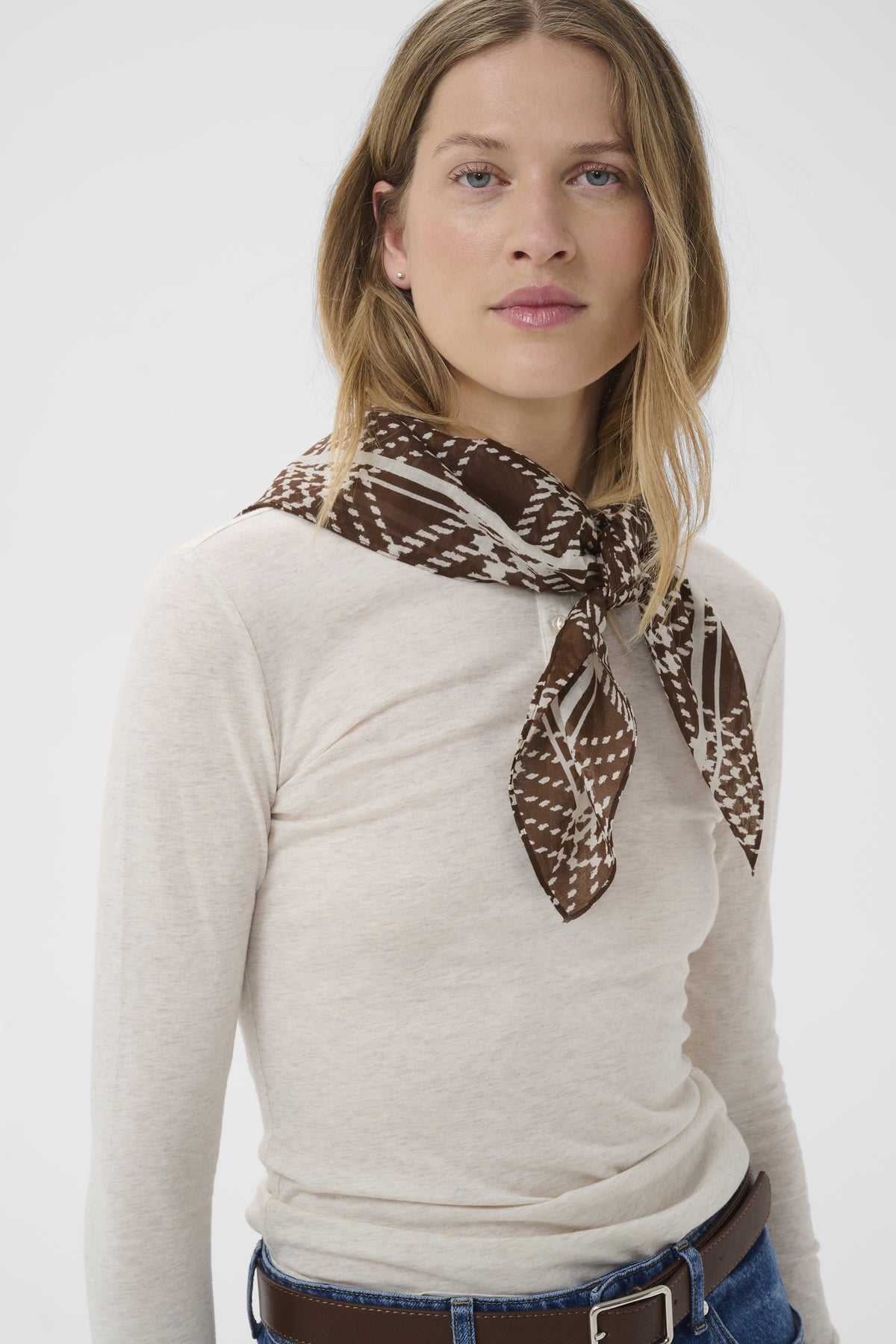 PART TWO PhiPW Scarf - Brown Check Print