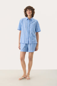 Part Two - Rigge Shorts - Marina Blue & White Stripes