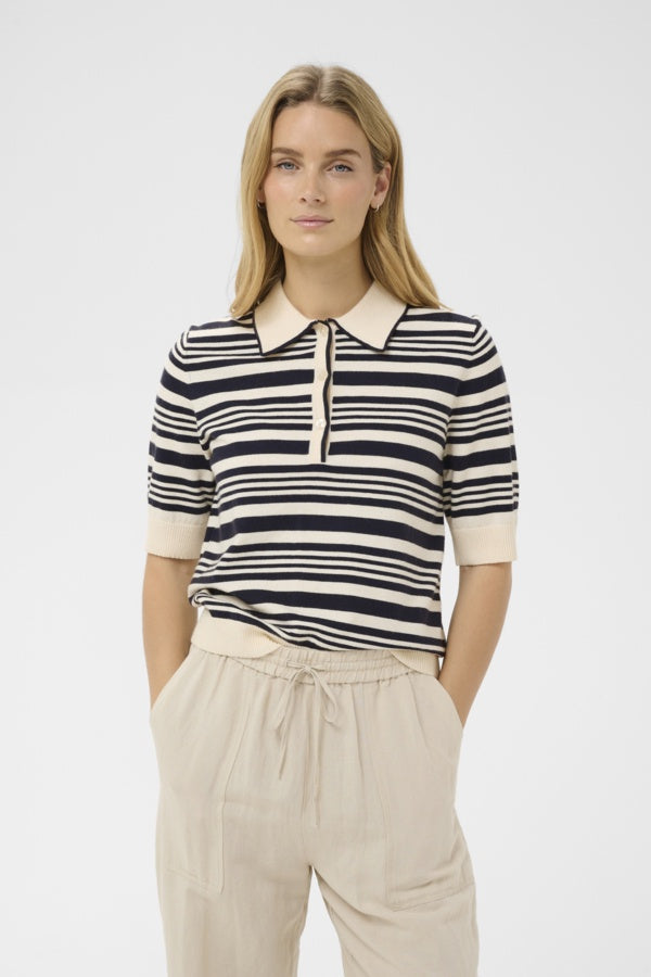 PART TWO AnettiPW Pullover - Dark Blue Irregular Stripe
