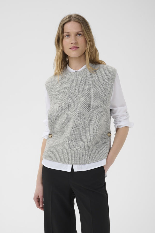 PART TWO CharlyePW Knit Waistcoat - Whitecap Melange
