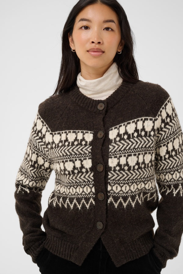 PART TWO CharmainePW Cardigan - Mole'/Whitecap Jaquard