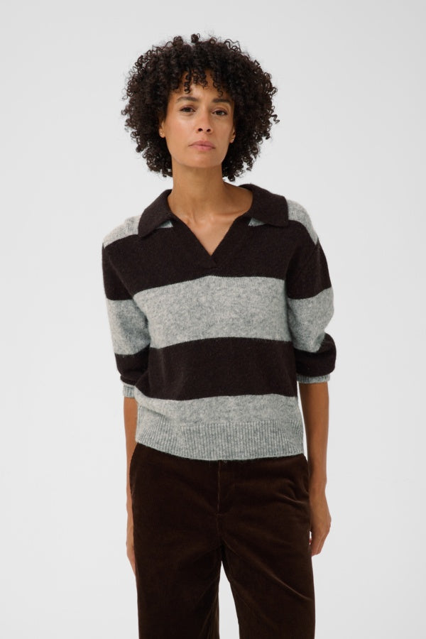 PART TWO CharlottPW Pullover - Mole'/Grey Melange Stripe
