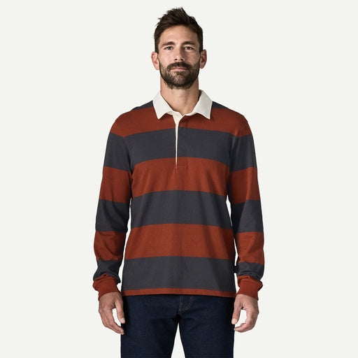 PATAGONIA Men's Long Sleeved Rugby Shirt - Wide Stripe/Rusty Red