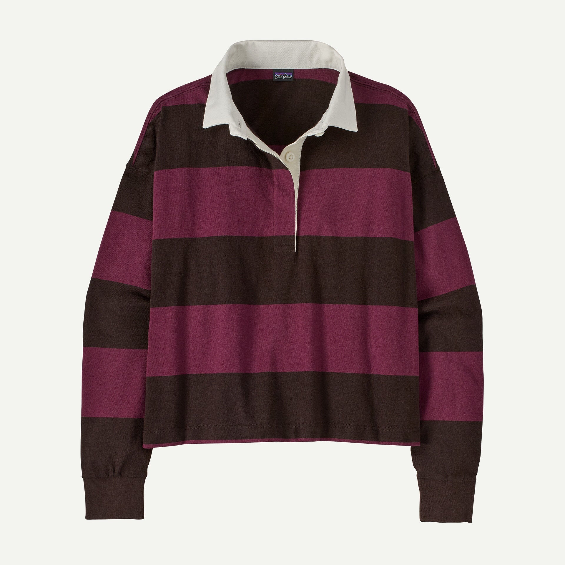PATAGONIA Women's Long Sleeve Rugby Shirt - Wide Stripe: Berry Fig