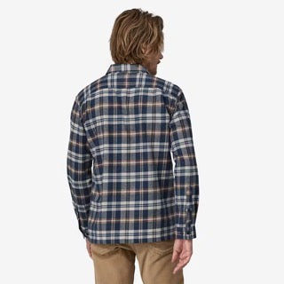 M's Long-Sleeved Cotton in Conversion Fjord Flannel Shirt -Fields: New Navy