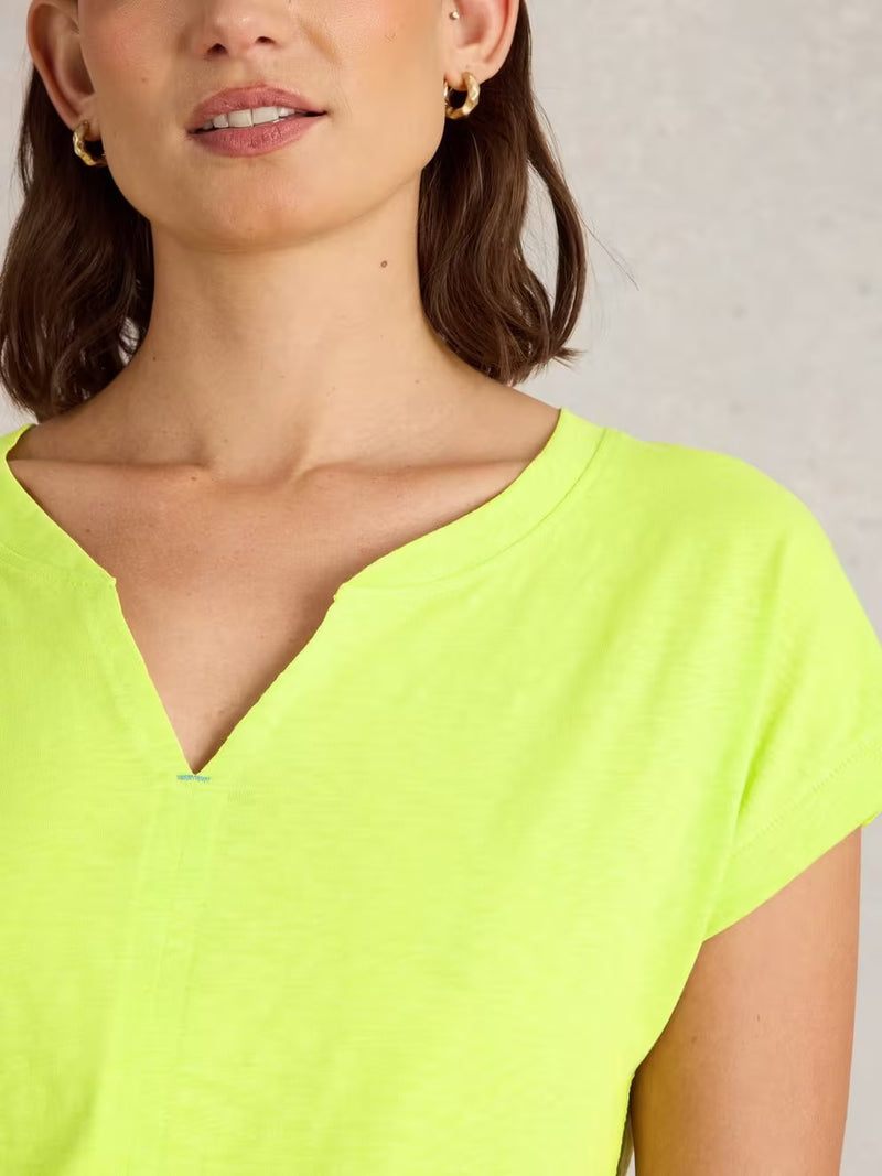 White Stuff Women - Nelly Notch Neck Tee - Bright Yellow