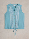 White Stuff - Womens - Tulip Sleeveless Shirt - Mid Blue