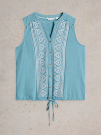 White Stuff - Womens - Tulip Sleeveless Shirt - Mid Blue