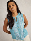 White Stuff - Womens - Tulip Sleeveless Shirt - Mid Blue