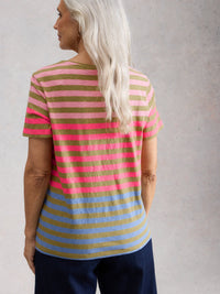 WHITE STUFF Abbie Striped T-Shirt - Green Multi