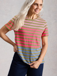 WHITE STUFF Abbie Striped T-Shirt - Green Multi