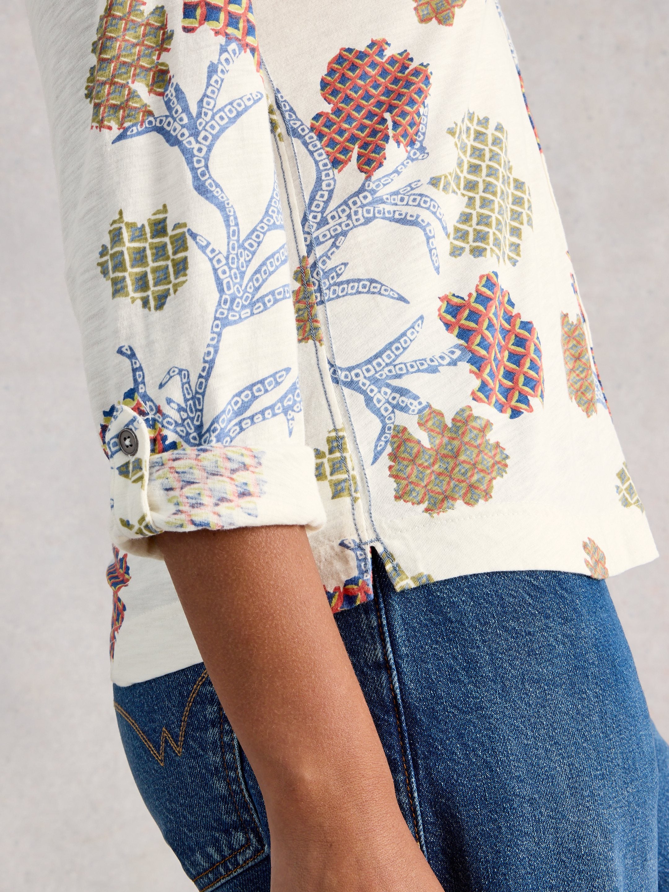 WHITE STUFF Women's Annie Jersey Shirt - Ivory Multi