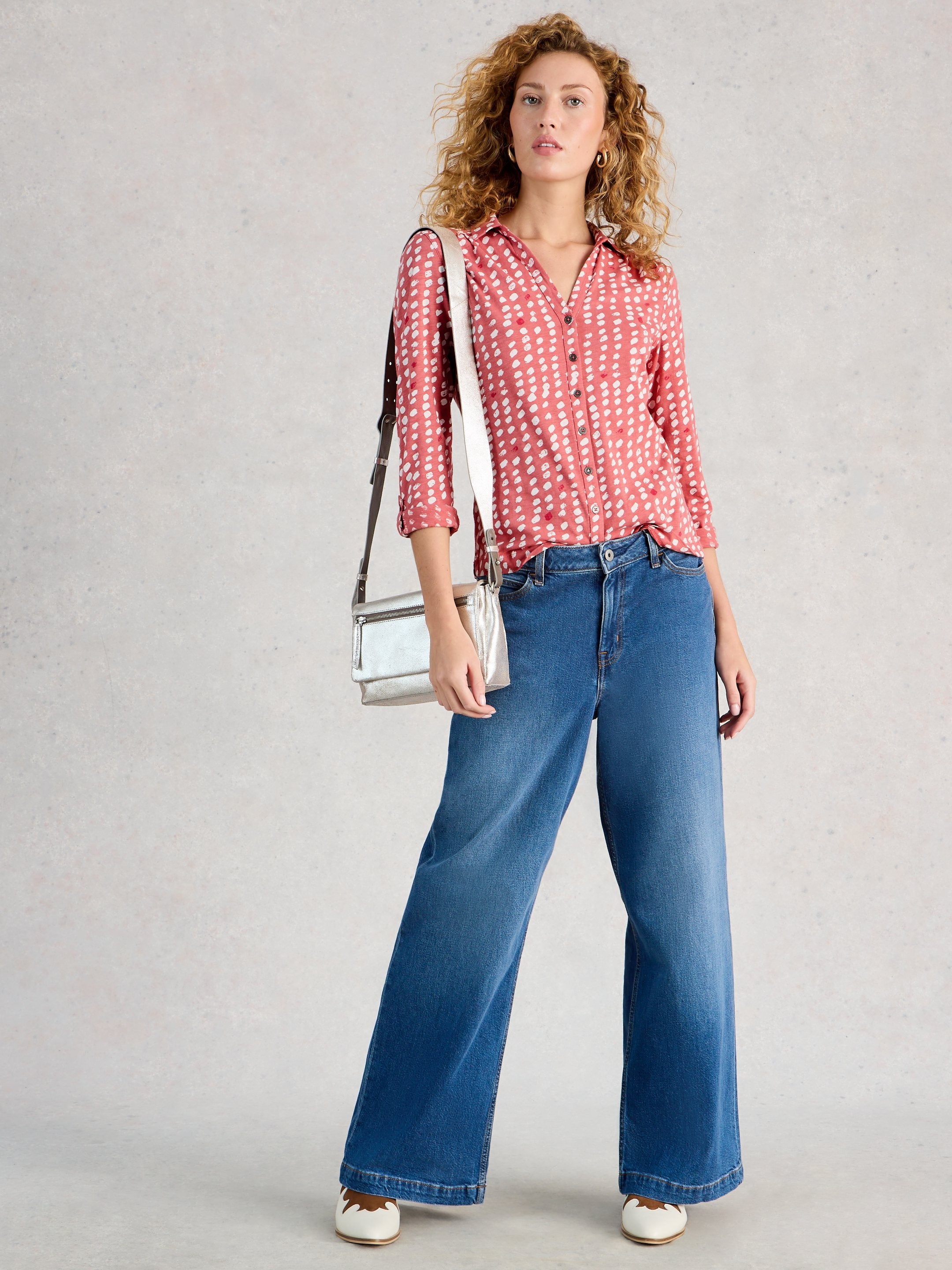 WHITE STUFF Women's Annie Jersey Shirt - Pink Multi