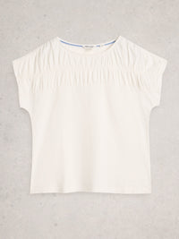 WHITE STUFF Women's Rachel Ruched Tee - Natural White