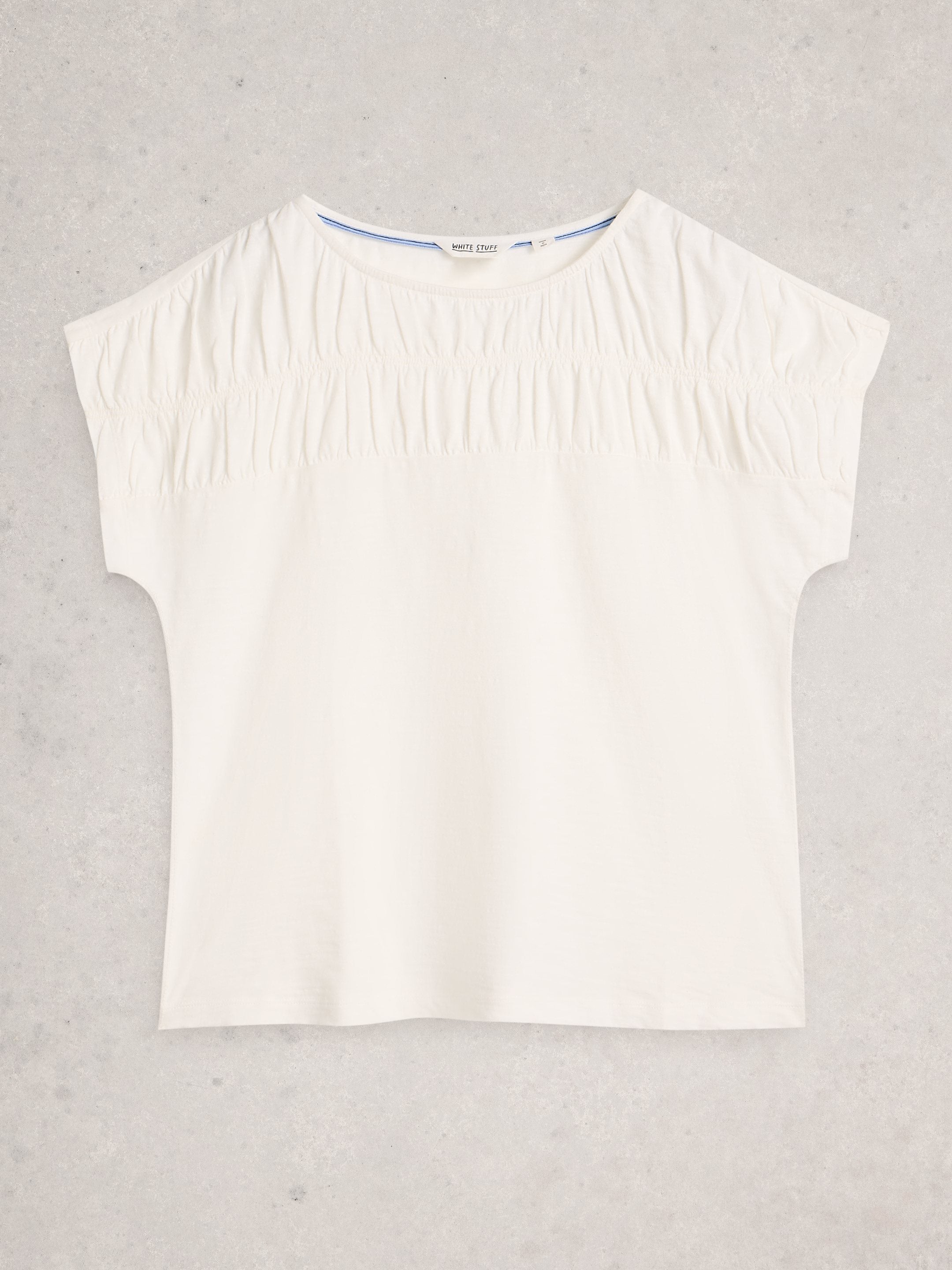 WHITE STUFF Women's Rachel Ruched Tee - Natural White