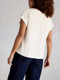 WHITE STUFF Women's Rachel Ruched Tee - Natural White