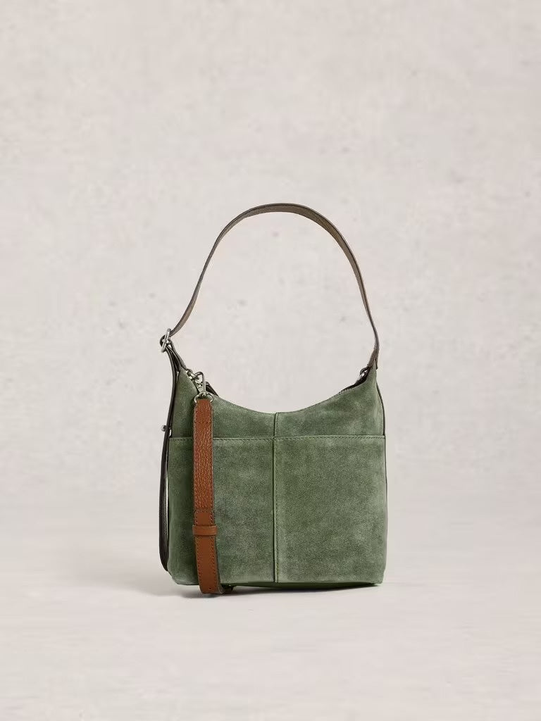 WHITE STUFF Women's Mini Sophia Suede Crossbody - Khaki Green