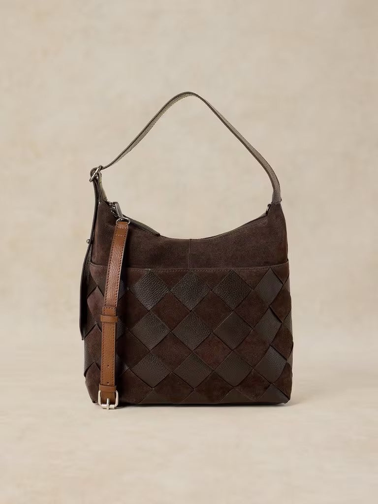 WHITE STUFF Women's Sophia Weave Crossbody - Dark Brown