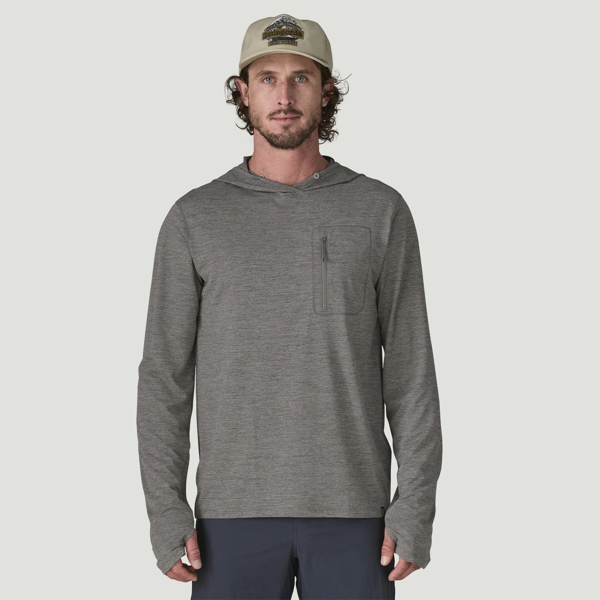 PATAGONIA Men's Capilene Cool Sun Hoody - Forge Grey - Noble Grey X-Dye