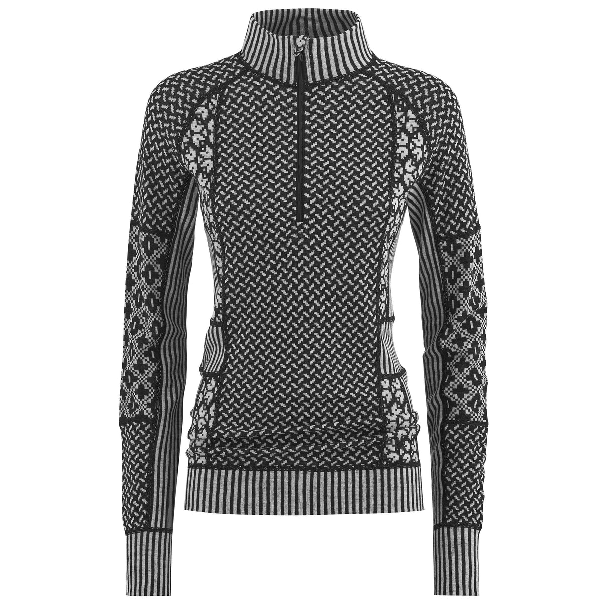 KARI TRAA Smekker Half Zip Merino Wool Base Layer - Black