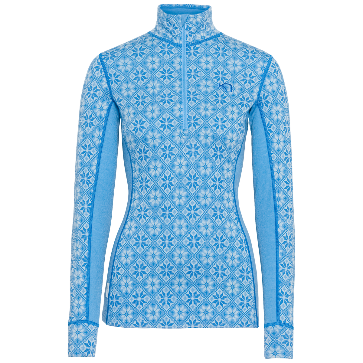 KARI TRAA Rose Half Zip Merino Wool Base Layer Top - Ocean