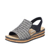 Rieker Women Sandal - 62971-00n - Black & White Multi