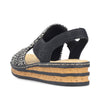 Rieker Women Sandal - 62971-00n - Black & White Multi