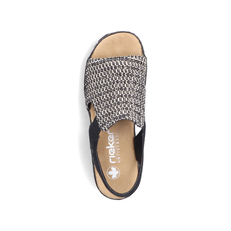 Rieker Women Sandal - 62971-00n - Black & White Multi