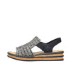 Rieker Women Sandal - 62971-00n - Black & White Multi