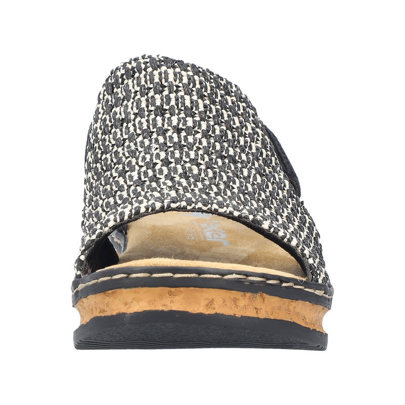 Rieker Women Sandal - 62971-00n - Black & White Multi