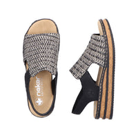 Rieker Women Sandal - 62971-00n - Black & White Multi