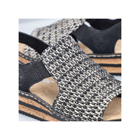 Rieker Women Sandal - 62971-00n - Black & White Multi