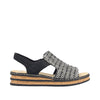 Rieker Women Sandal - 62971-00n - Black & White Multi