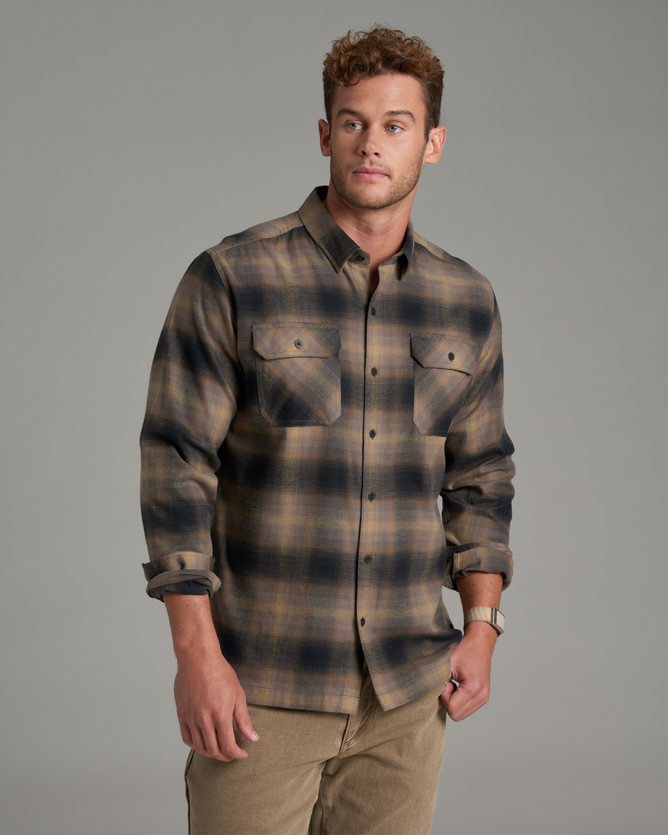 KUHL Men's Dillingr Flannel Long Sleeve - Dark Sand