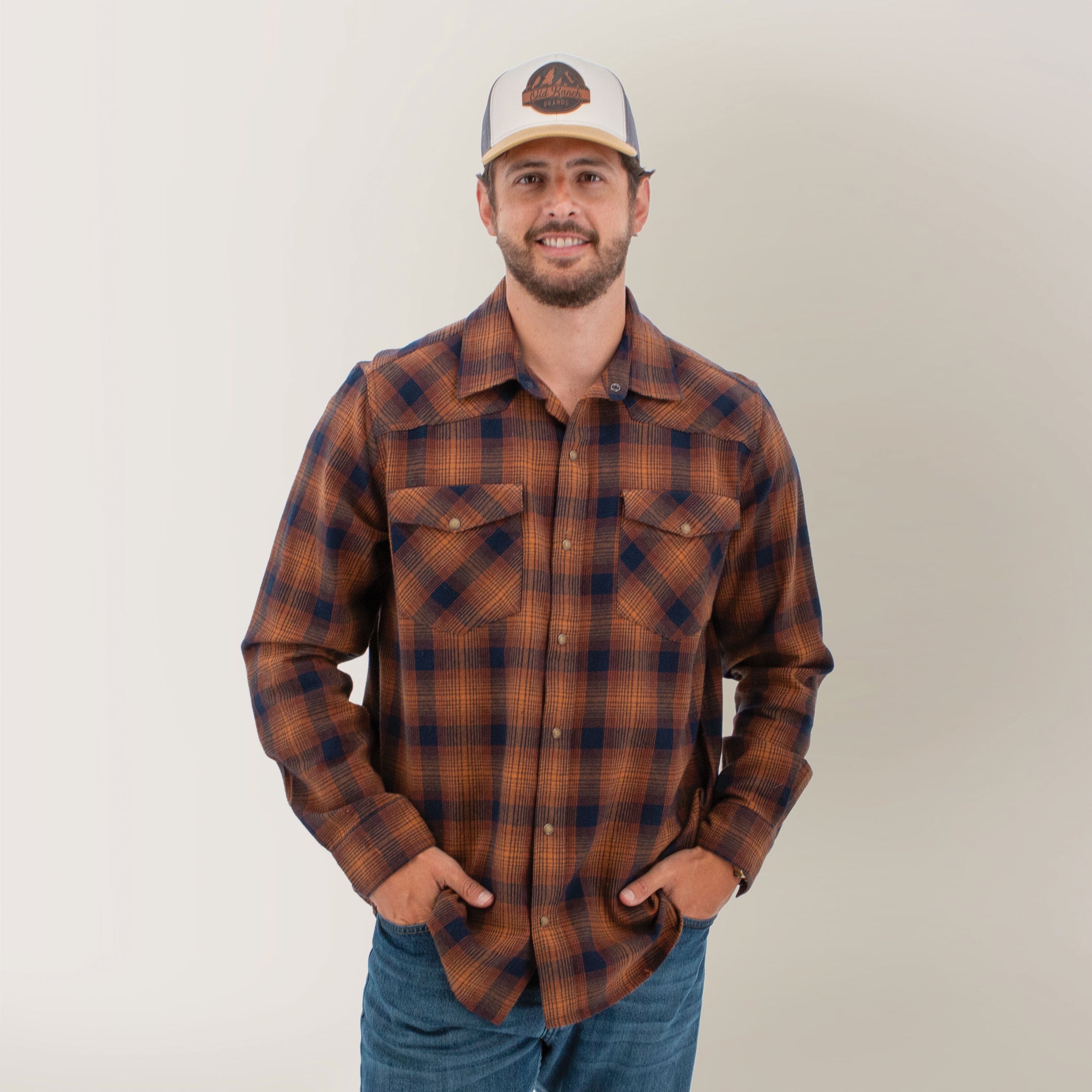OLD RANCH - Men's Ranger Organic Cotton Flannel Shirt 26 - F074 Brown