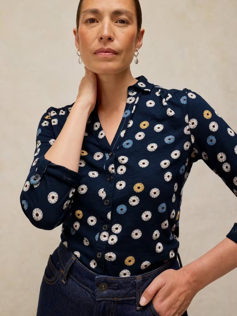 WHITE STUFF Women's Annie Jersey Shirt - Navy Print