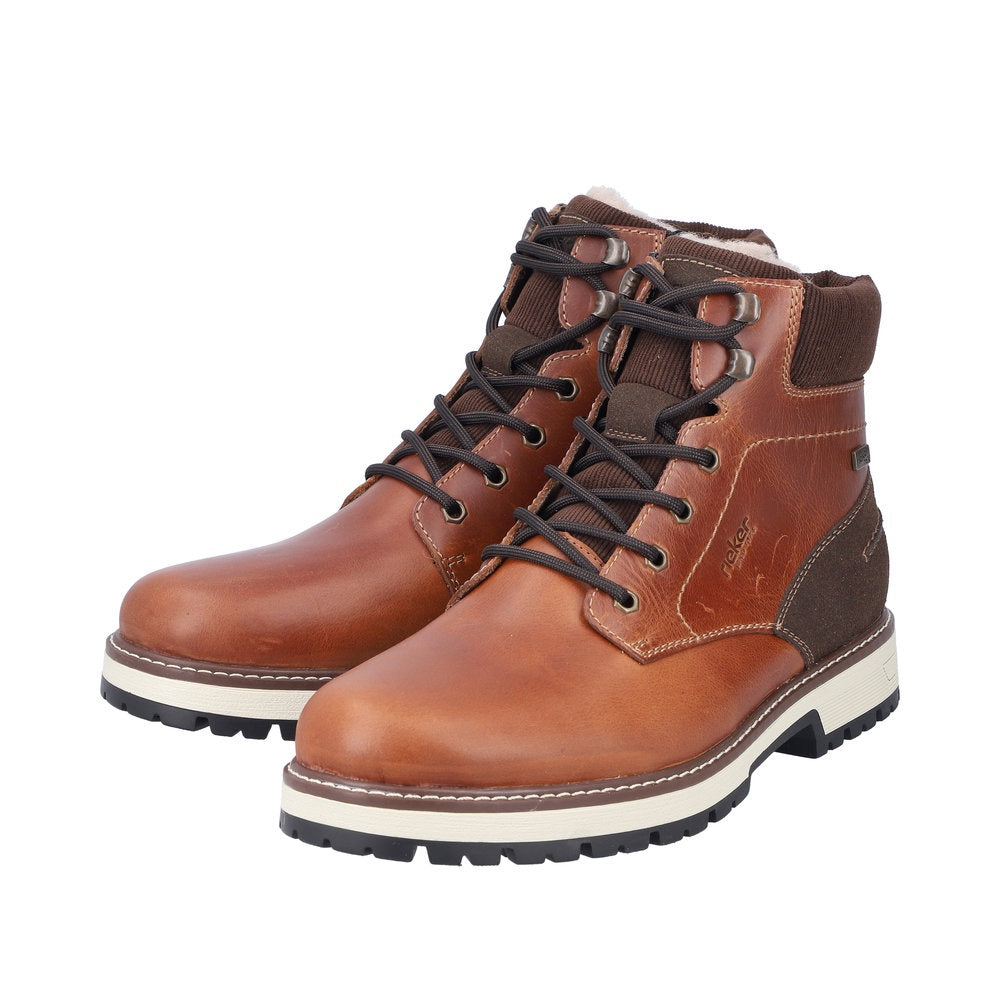 RIEKER Men's Lace-Up Boot F8303 Roger - Amaretto Brown