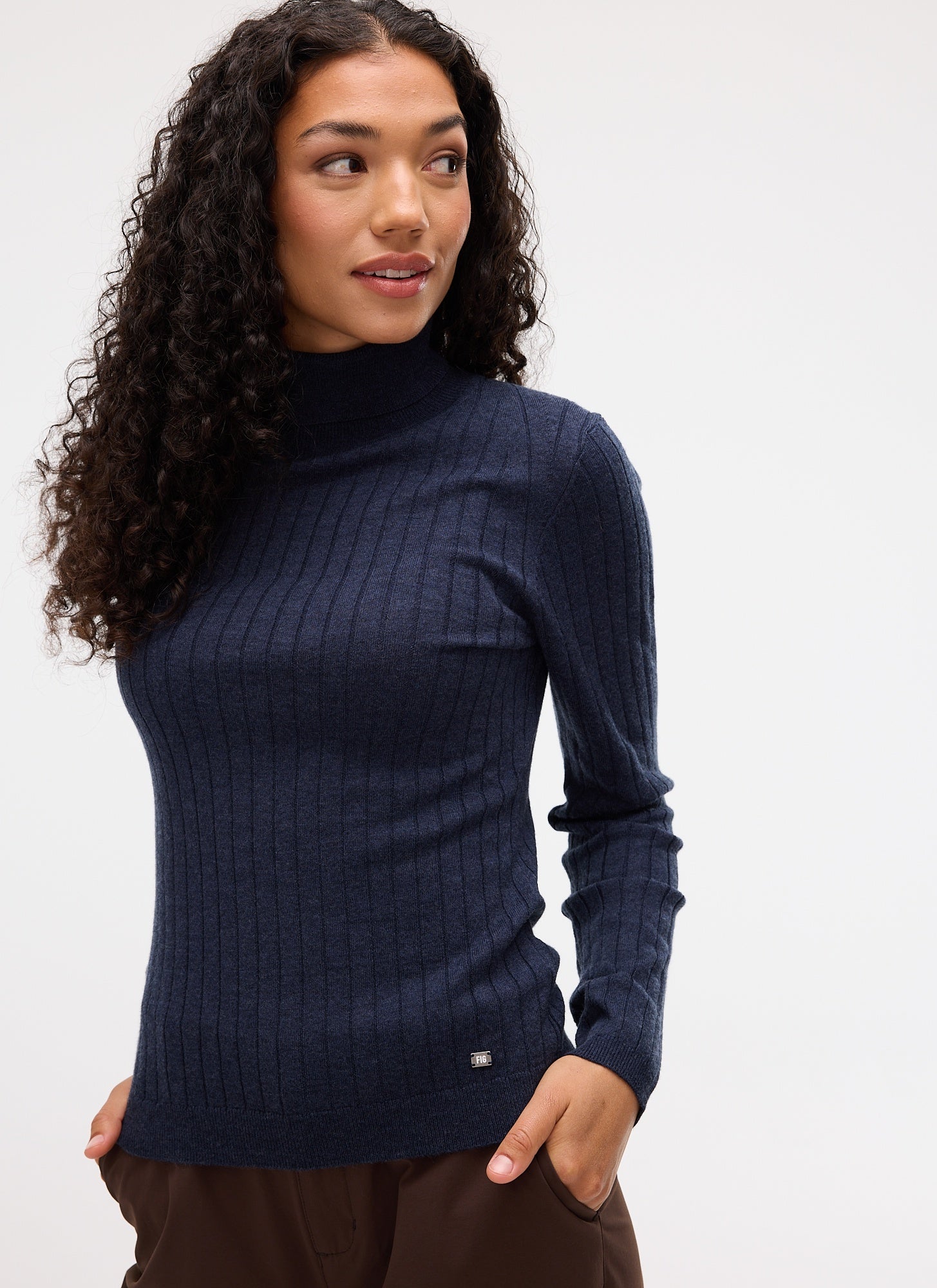 FIG Isla Light Turtle Neck Sweater - Night Heather